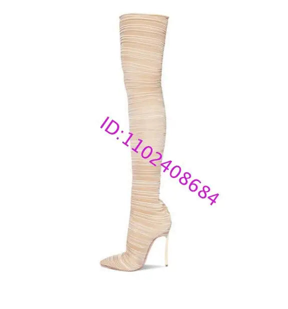 Spiral Pattern Stiletto Over The Knee Boots for Women