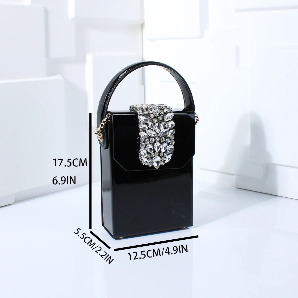 Exquisite Compact Banquet Bag for Women Luxury Rhinestones Square Box Versatile Wedding Clutch Purse Evening Dress Bag