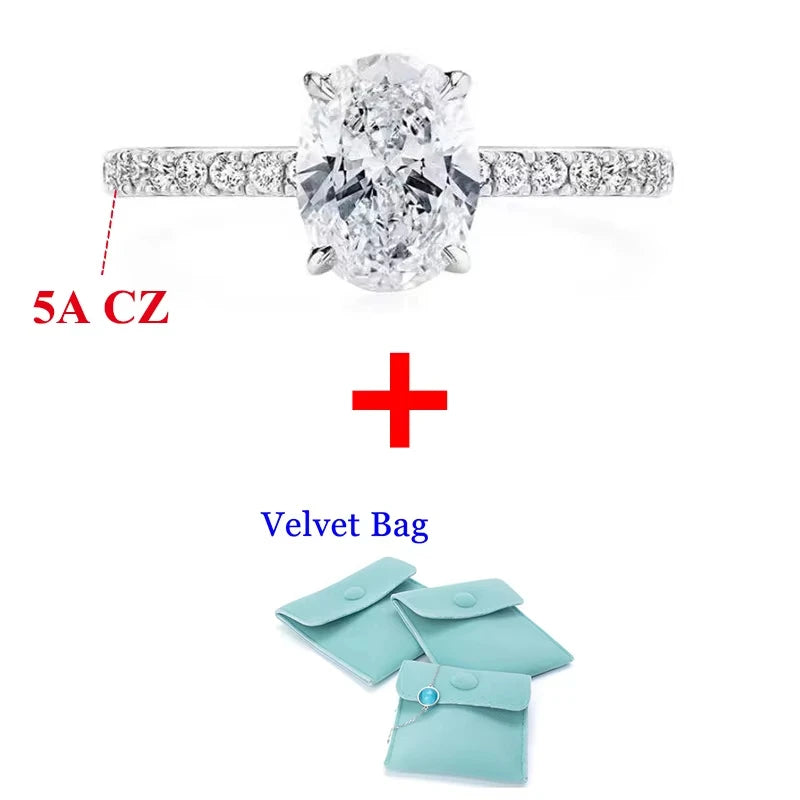 Oval Cut Moissanite Sterling Silver Engagement Ring for Women