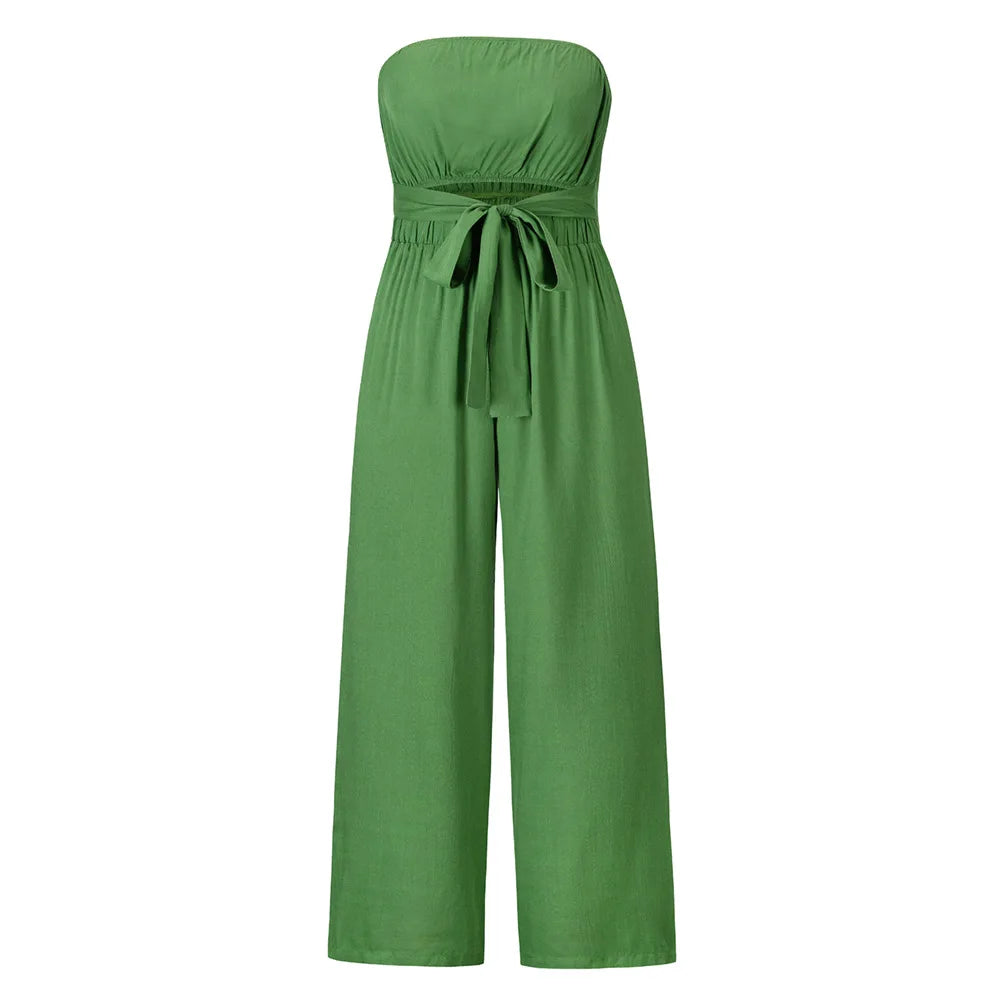 Casual Backless Slim Suspenders Straight Jumpsuit for Women