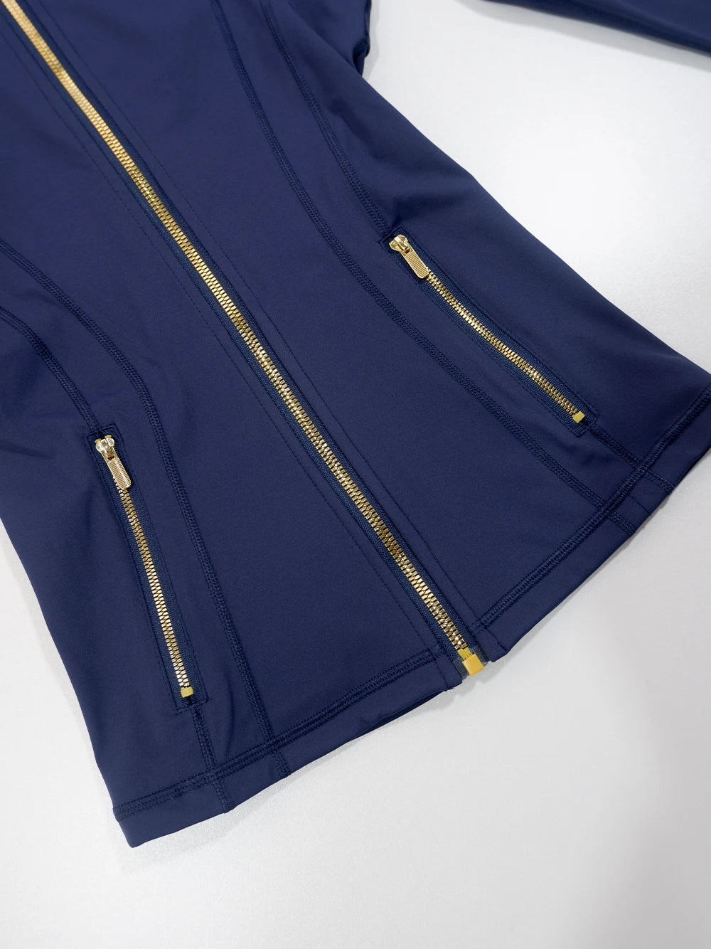 Slimming Gold Zipper Jacket and Yoga Pants Set for Women