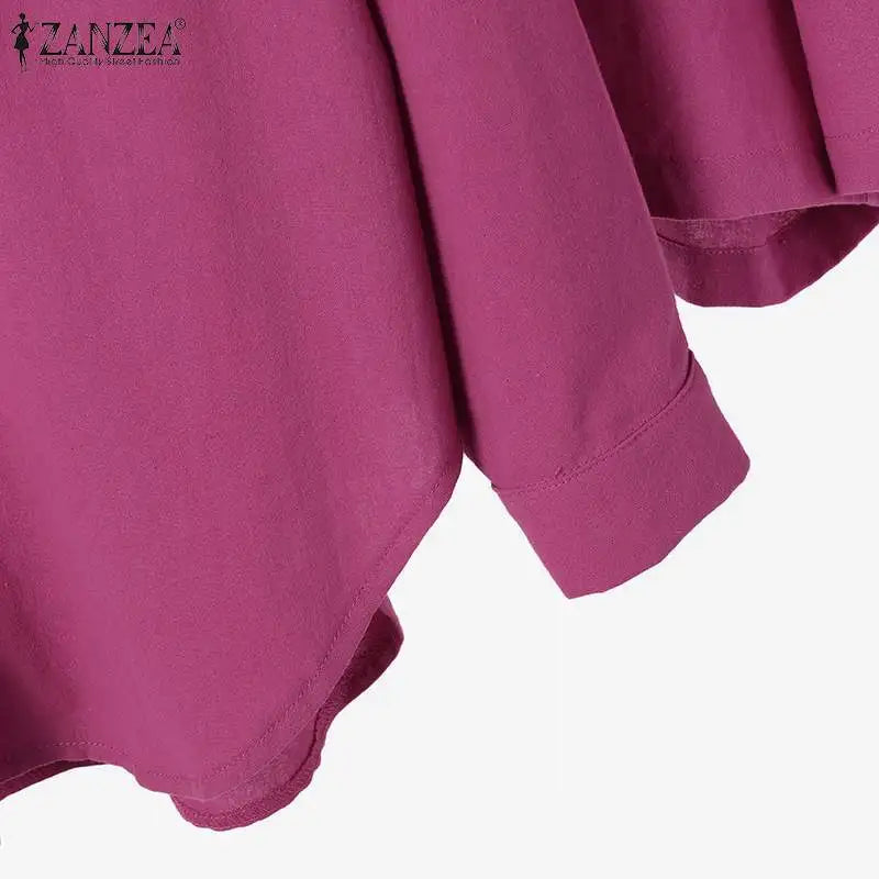 ZANZEA Woman Vintage Solid Matching Sets Spring Casual Street Suit Long Sleeve Lapel Shirt Loose Shorts Elegant Tracksuit