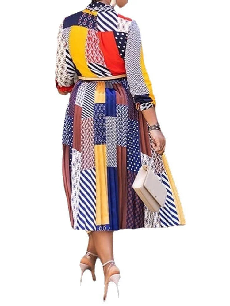 Wmstar Women Dress Summer Commute Elegant Bandage Female Clothing A-Line Tie Bow Neck Street Fashion Designer Slim Midi Dresses