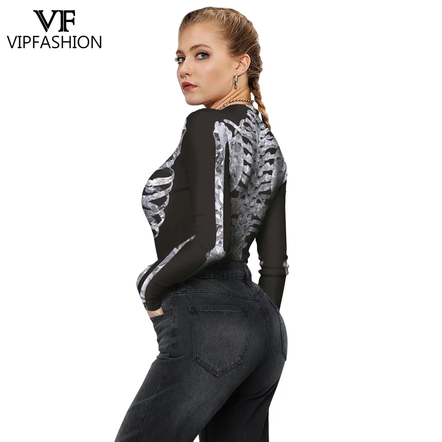 Halloween Skeleton Print Zentai Jumpsuit for Women