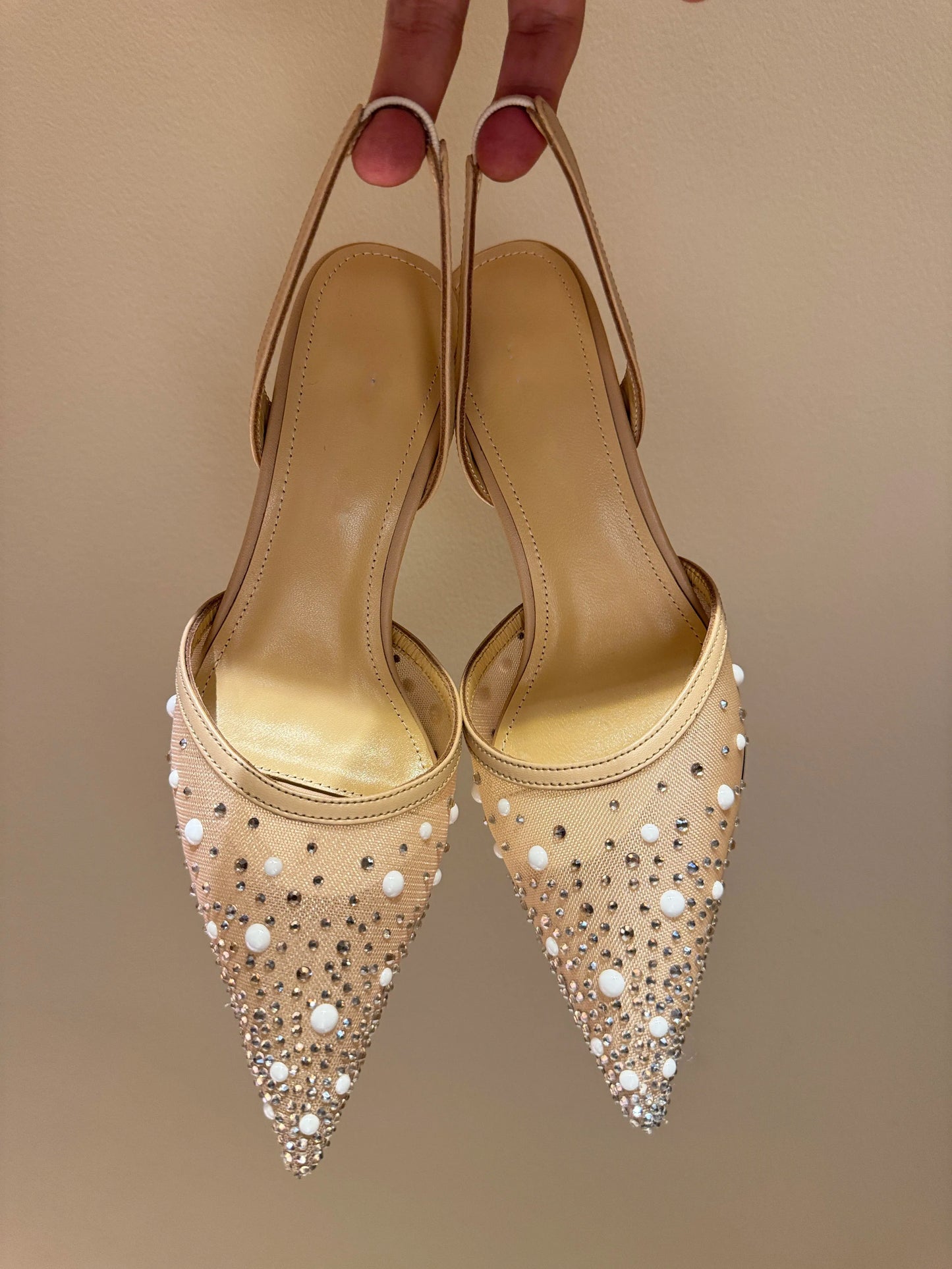 Crystal Embellished Slingback Stiletto Heels for Women