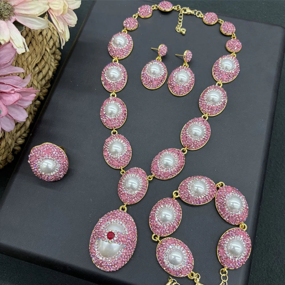 Statement Crystal Stone Four-Piece Jewelry Set for Women