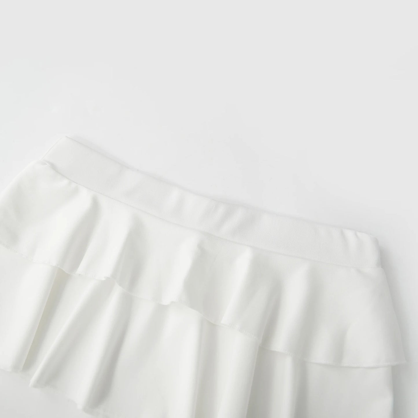 Low Waist Solid Color Ruffle Hem Mini Skirt for Women