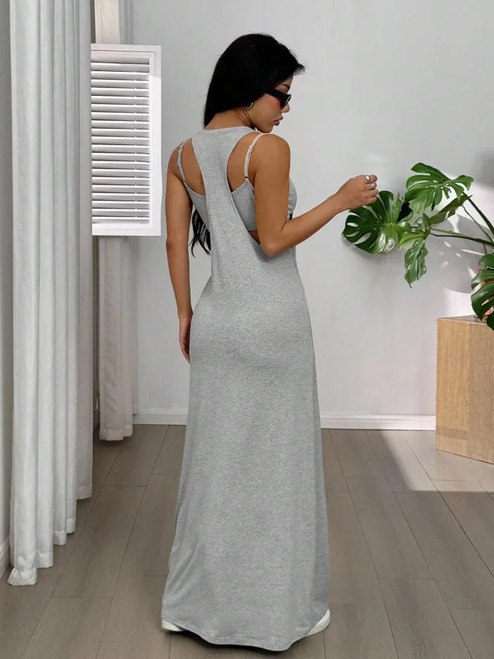 Sleeveless Backless Two Piece Maxi Dress Set for Women