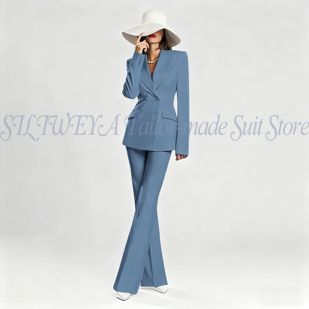 Slim Fit Double Breasted Blazer Suit Set for Women