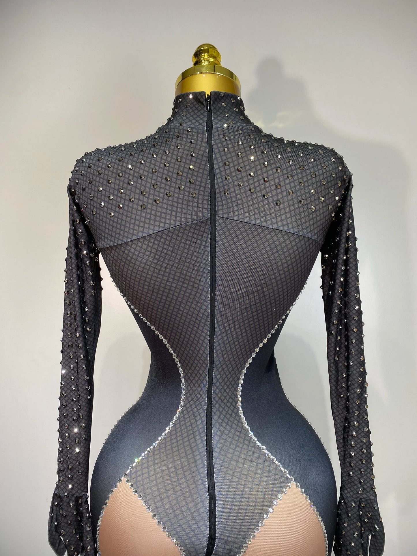 STOCK Sparkly Diamond Women Sexy Mesh Jumpsuit Nightclub Bar Party Show Gogo Dancer Clothing Drag Queen Outfit Stage Costume