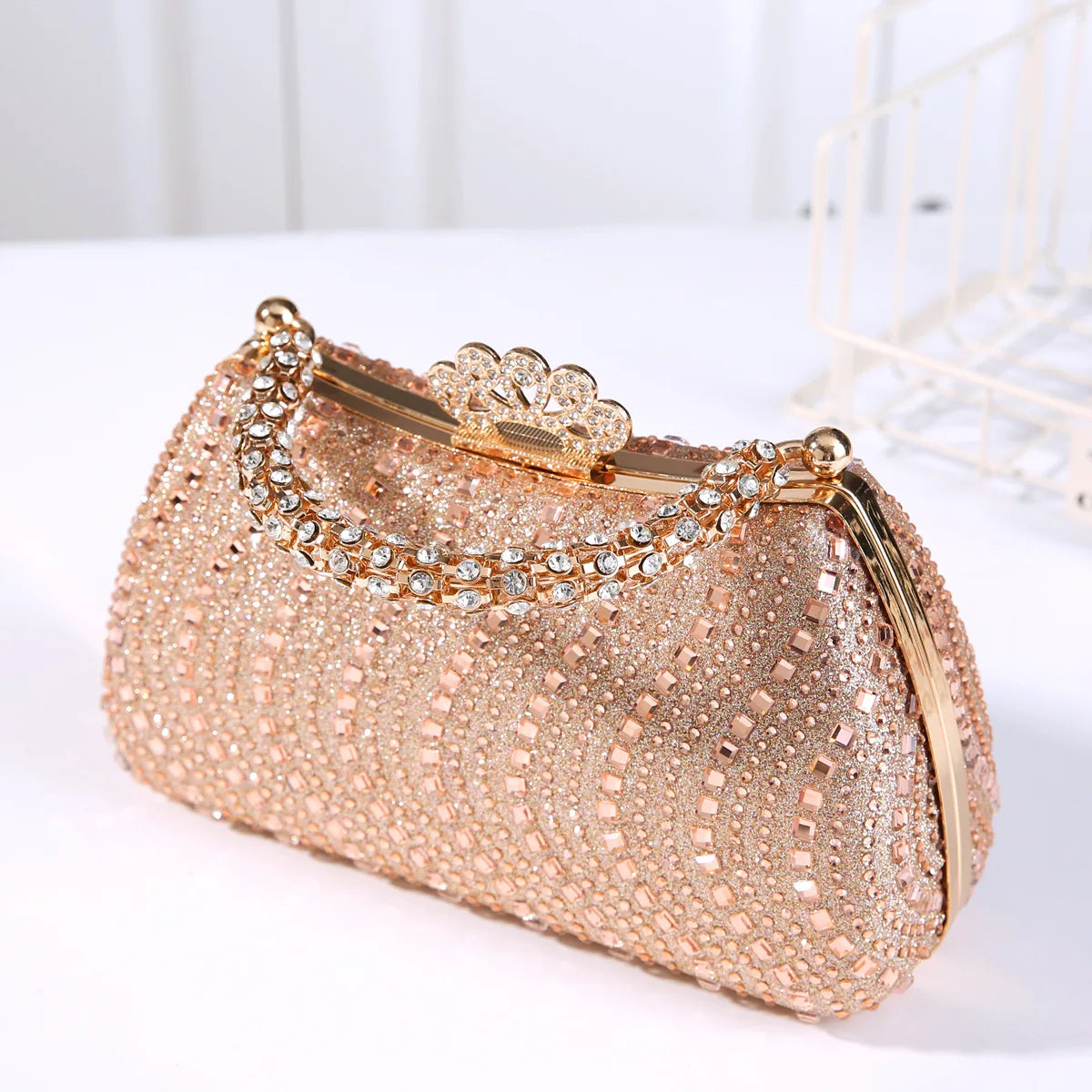 2025 Luxury Fashion Sequined Glitter Clutch Bag Full Rhinestone Design Party Women Handbags Portable Tote Shoulder Messenger Bag