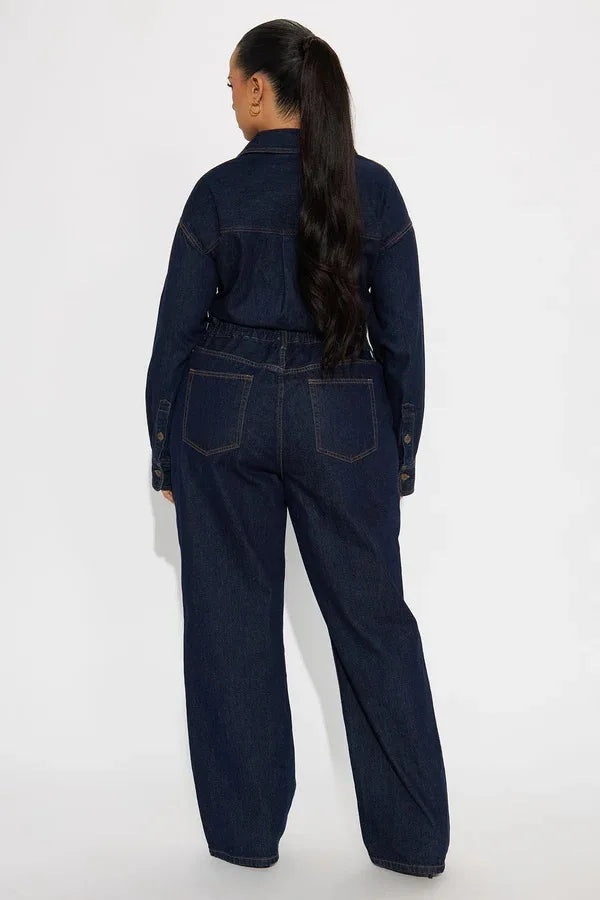 Washed Distressed Denim Jumpsuit