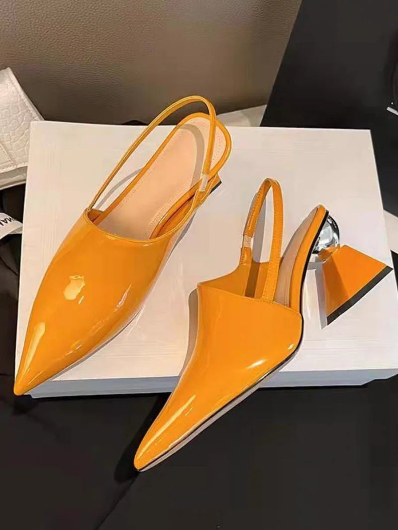 European Genuine Leather High Heel Sandals for Women