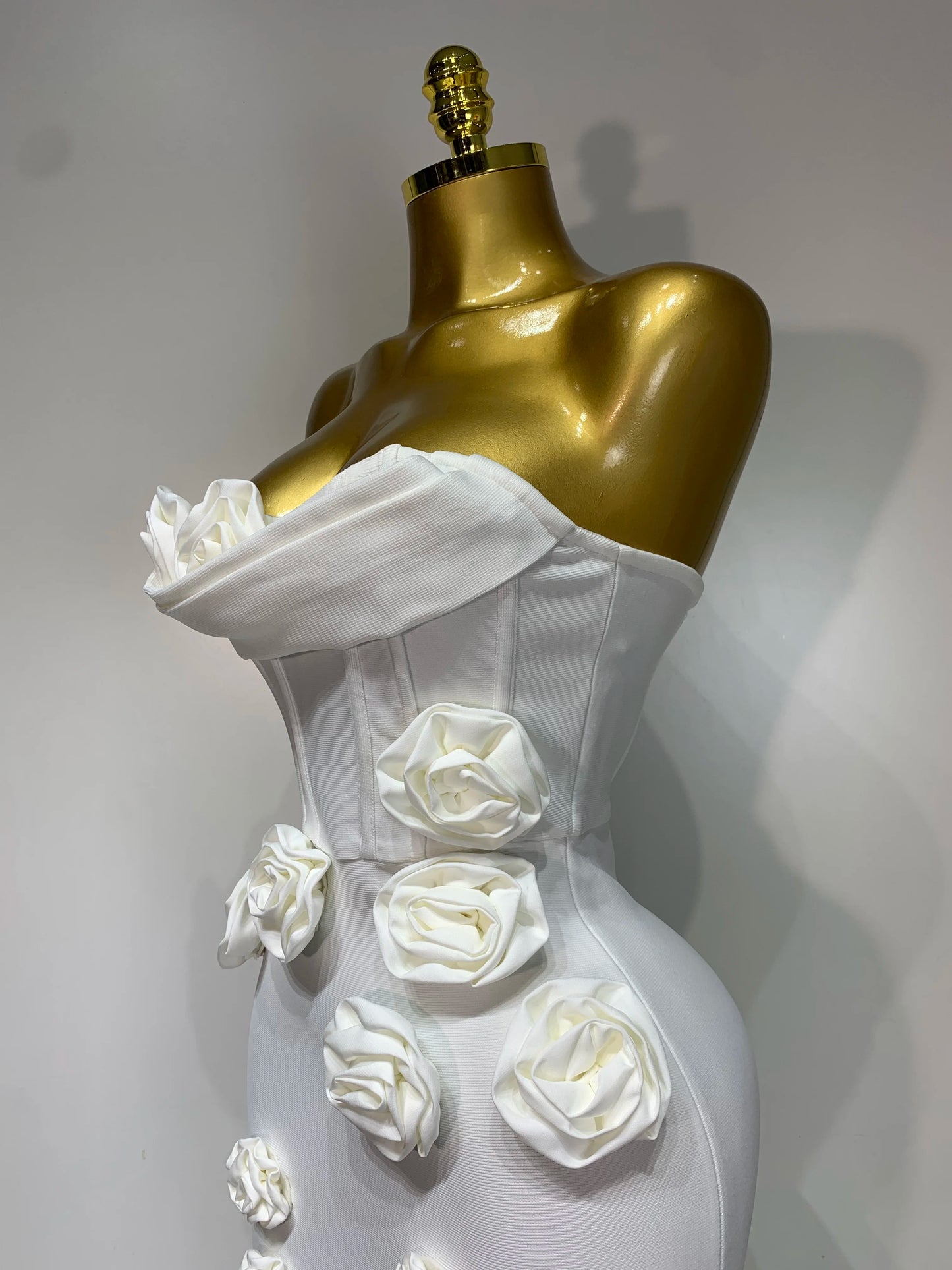 2025 Newest Women Sexy Strapless Backless Red Flower Midi Bandage Dress Celebirty Elegant Evening Club Party Birthday Dresses