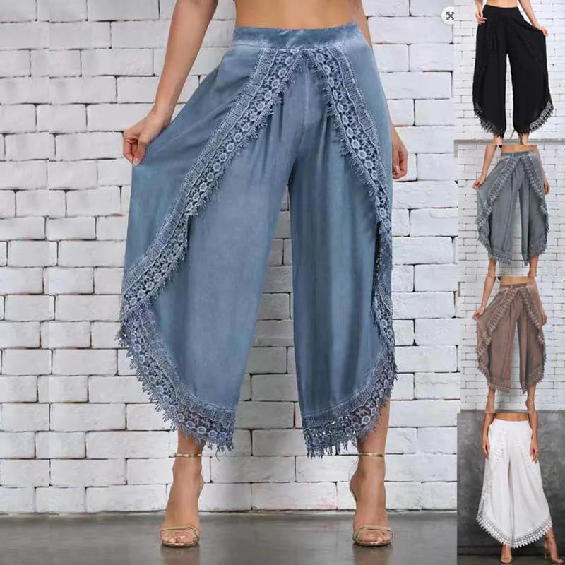 Arc-Shaped Lace Harem Pants