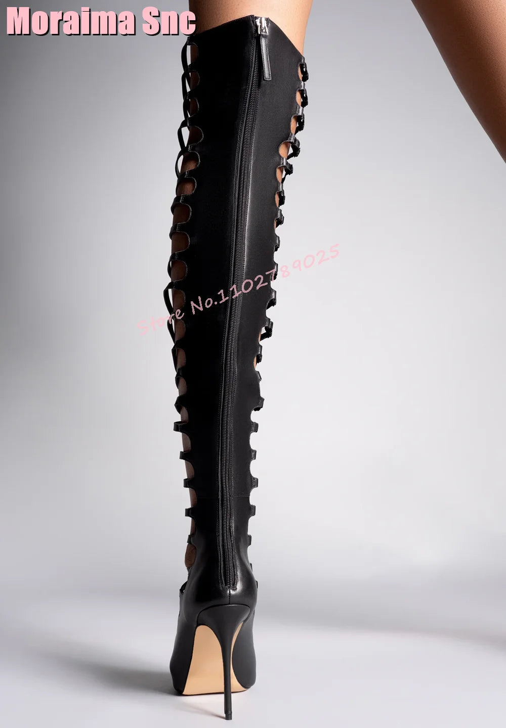 Elegant Cut Out Back Zipper Stiletto Over Knee Boots For Women