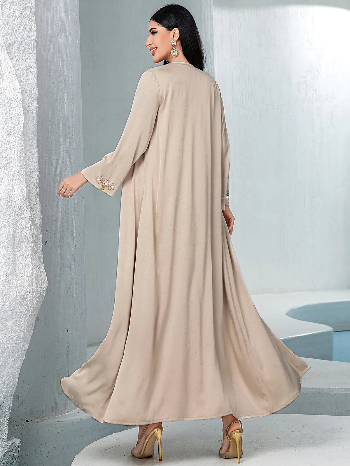 Diamond Embellished Two Piece Abaya Set for Women