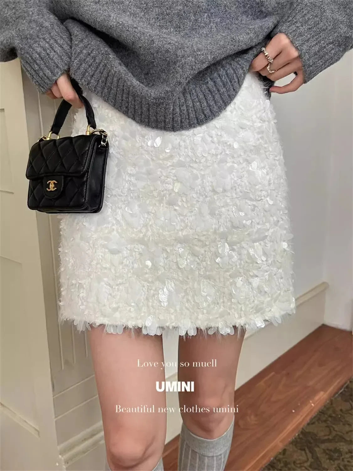 Wrapped Hip Sequin Mini Skirt