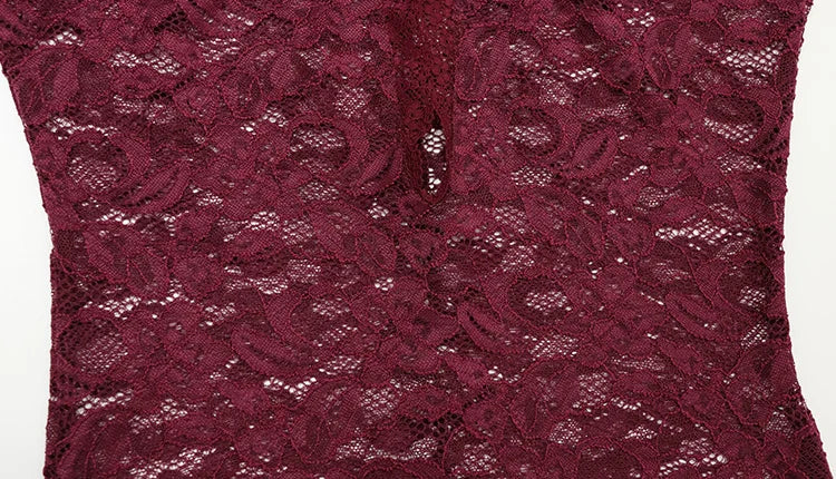 Lace Patchwork High Neck Bodycon Mini Dress for Women