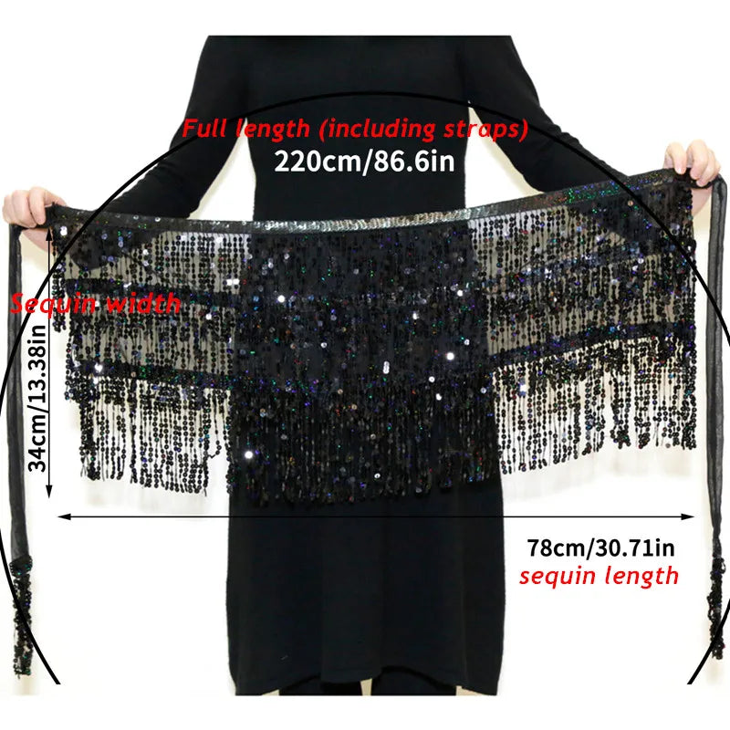 Sequined Tassel Latin Dance Crop Top and Skirt Set for Women