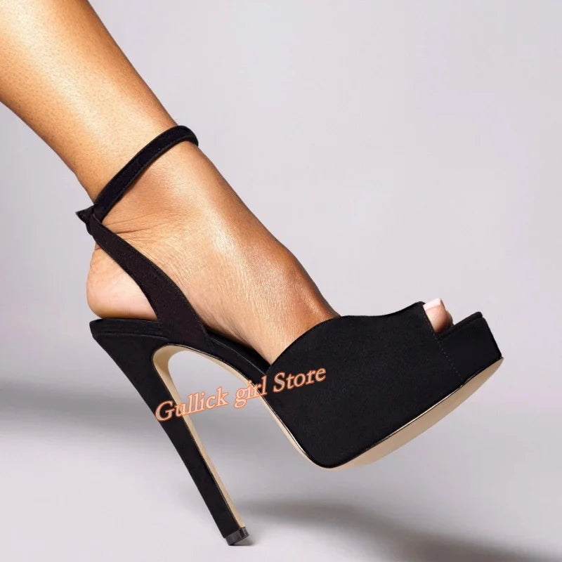Patent Leather Open Toe Platform Stiletto Pumps for Women