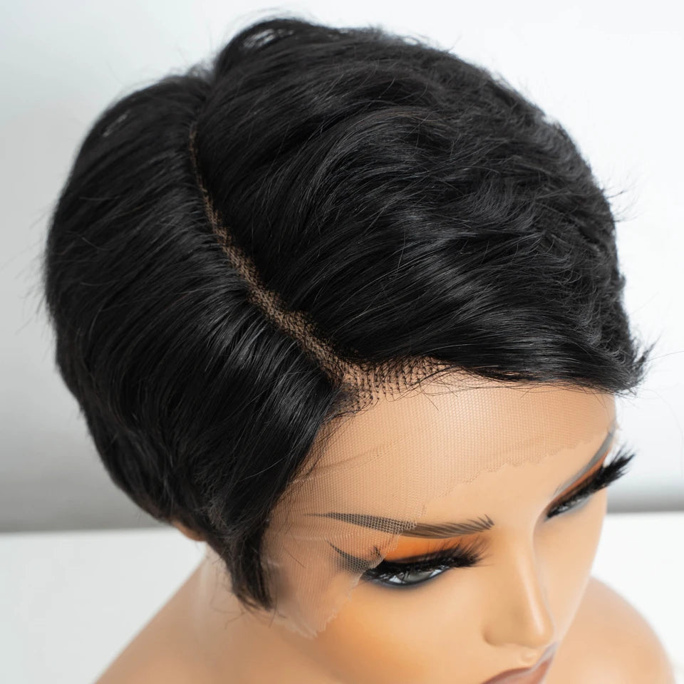 Glueless Short Pixie Cut Lace Front Remy Wig for Women