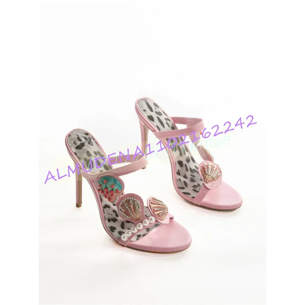 Pearl Decorated Pointed Toe Slingback Sandals for Women