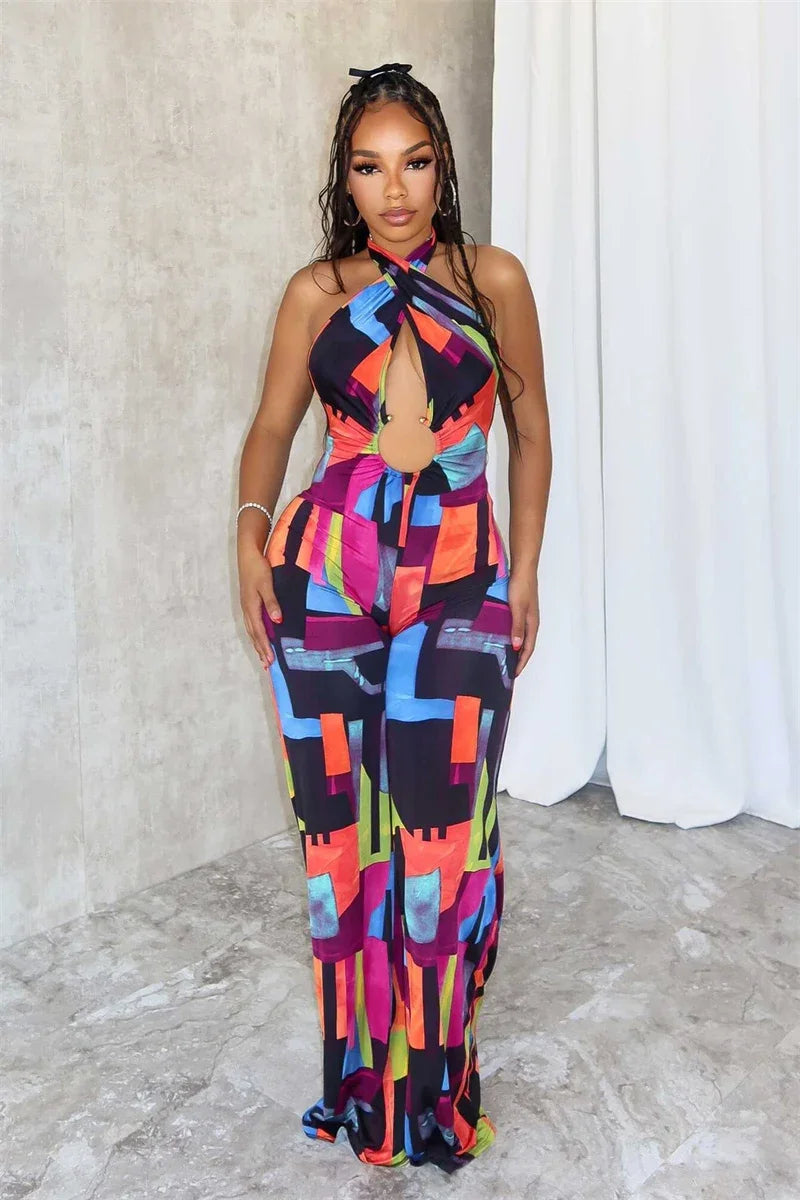 Halter Backless Wide Leg Jumpsuit