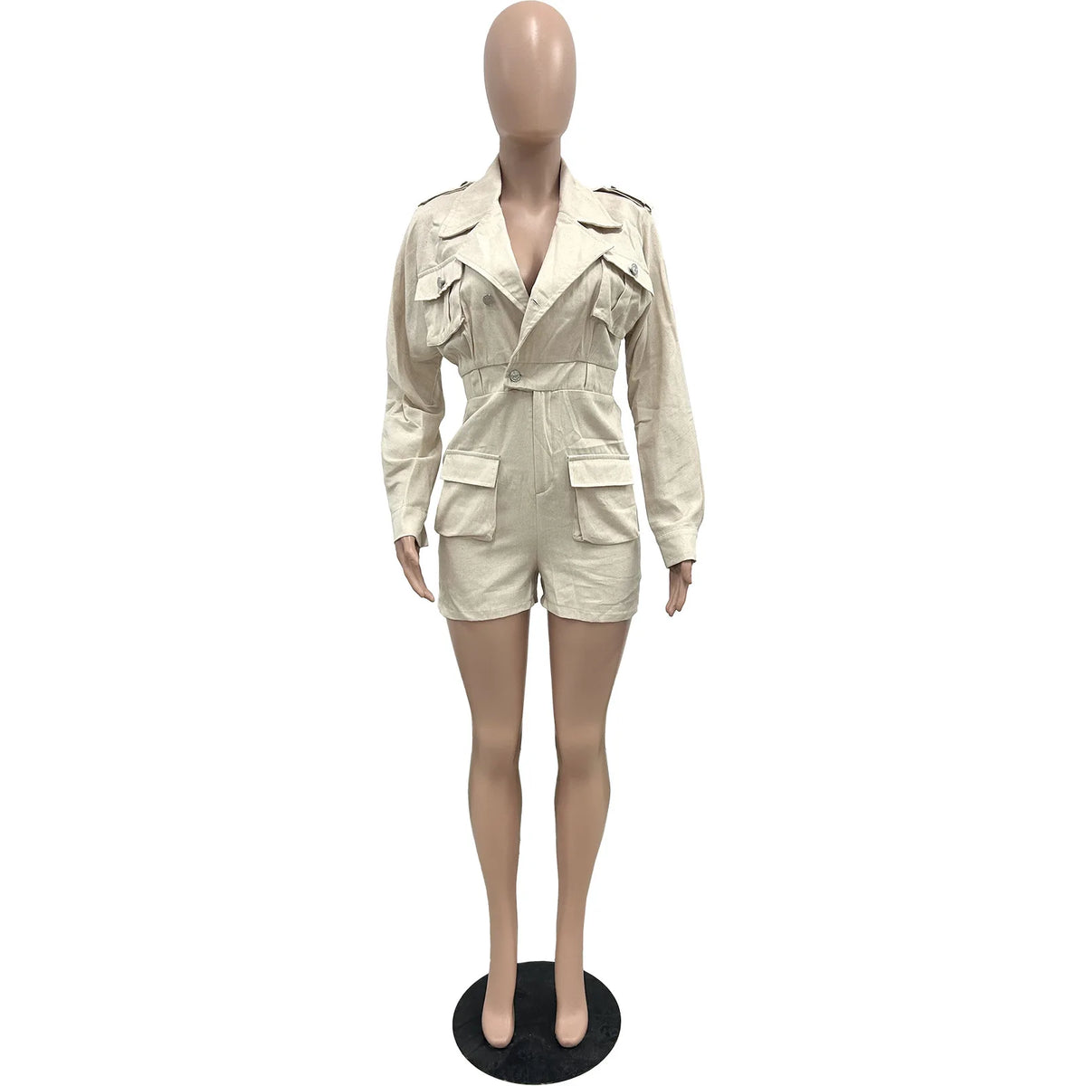 Casual Long Sleeve Denim Romper Jumpsuit for Women