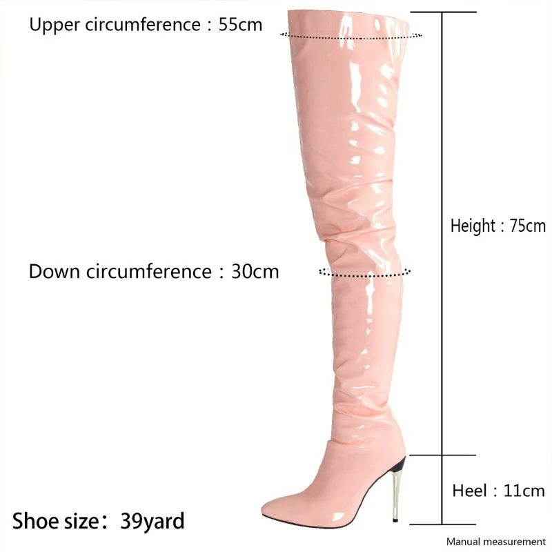 Patent Leather Over The Knee Stiletto Boots for Women
