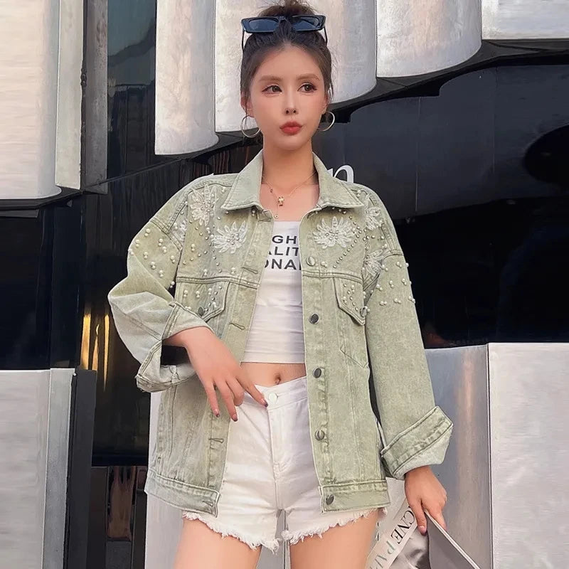 Y2K Beaded Denim Jacket