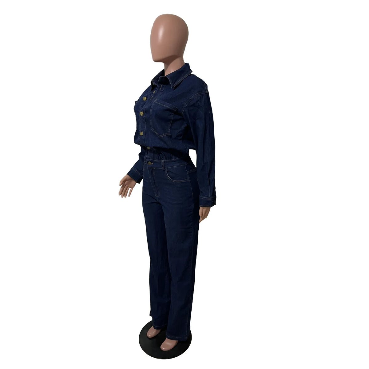 Washed Distressed Denim Jumpsuit