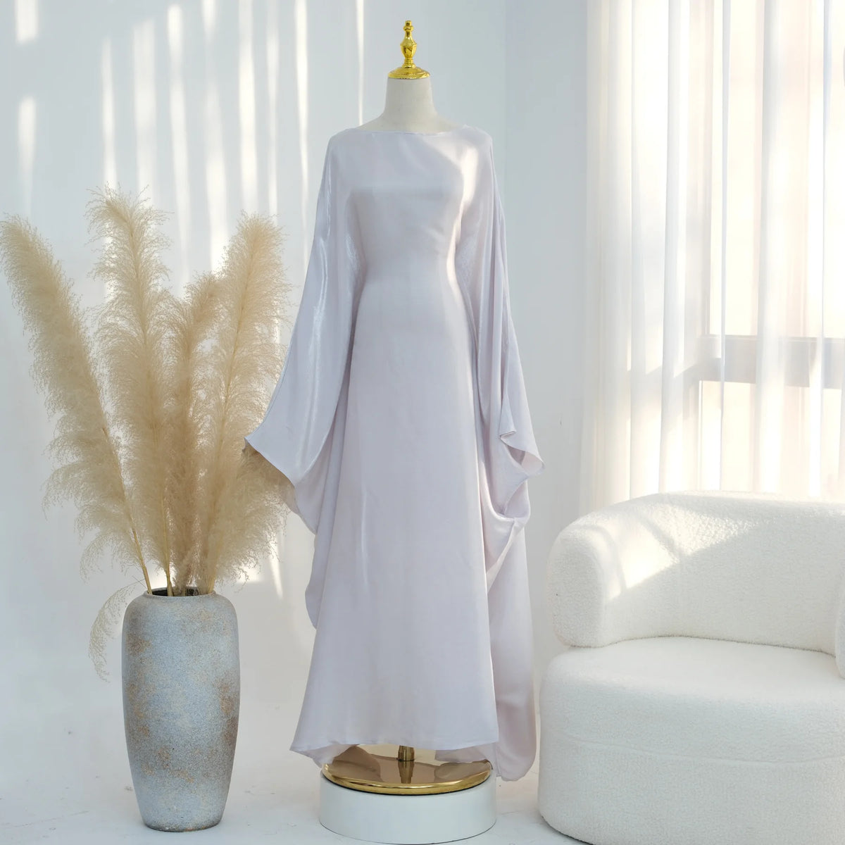 Shiny Loose Ankle-Length Kaftan Maxi Dress for Women