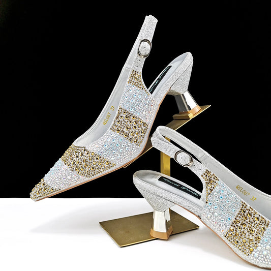 QSGFC Exquisite Fashion Women Shoes Sparkling Diamonds Pointed-toe Design Elegant Party Ladies High Heels