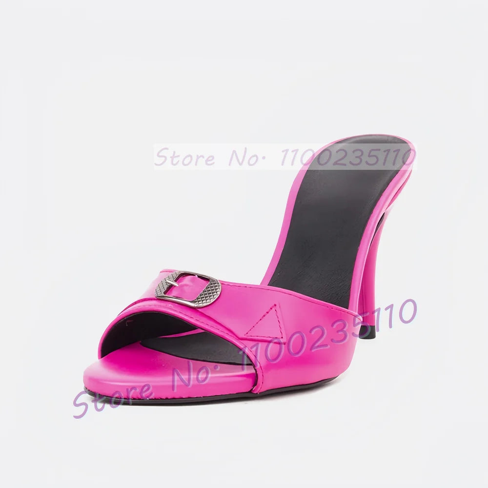 Sophisticated Purple Round Toe Buckle Mules For Women
