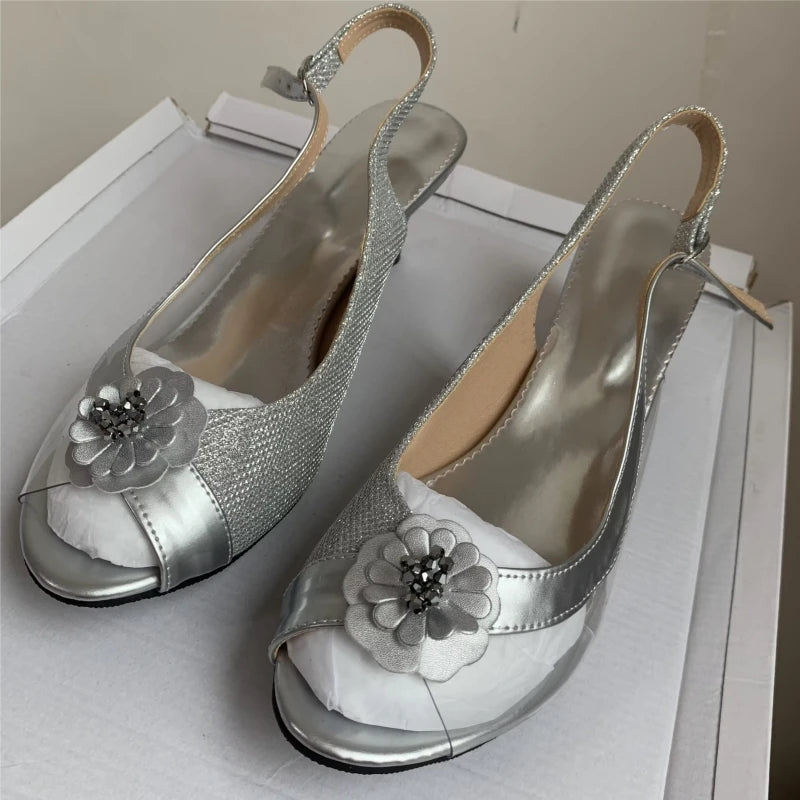 Clear Buckle Strap Mid Heel Sandals