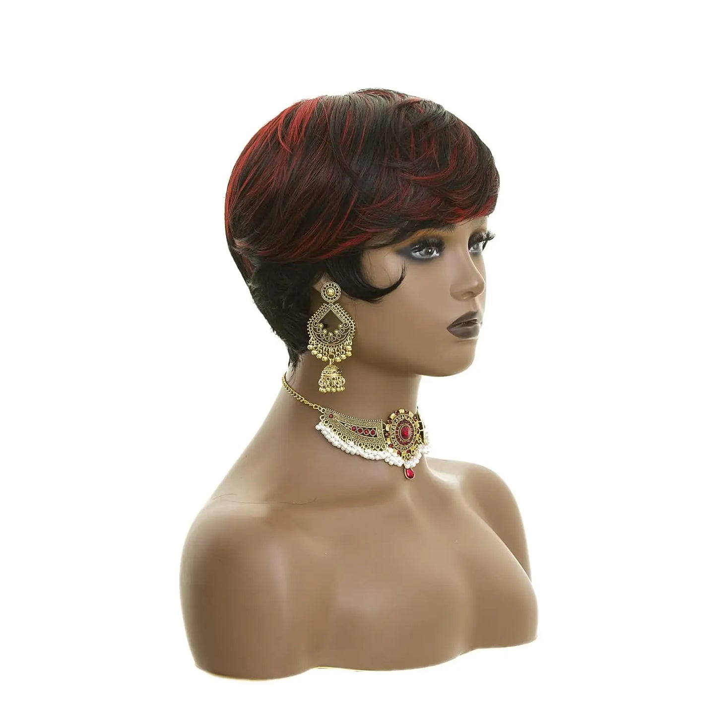 Natural Short Pixie Cut Ombre Heat Styleable Wig For Women