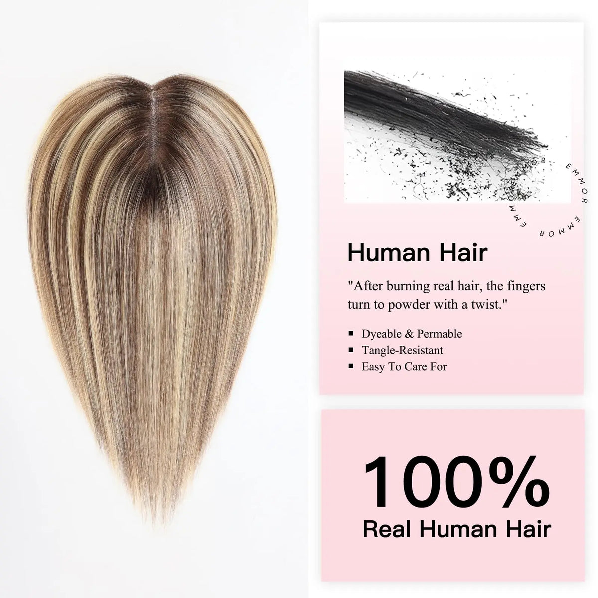 Middle Part Brown Mixed Blonde Human Hair Topper for Women