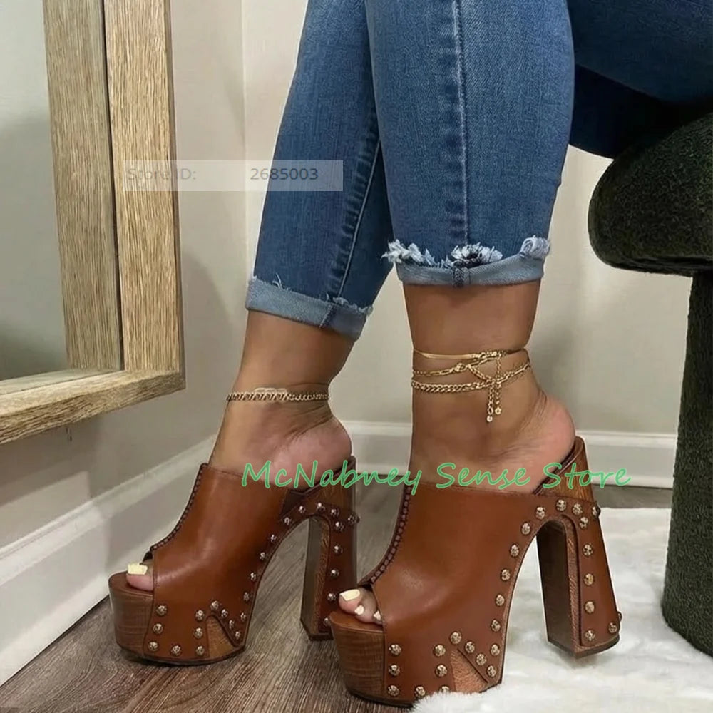 Summer Open Toe Platform Chunky Heel Sandals For Women