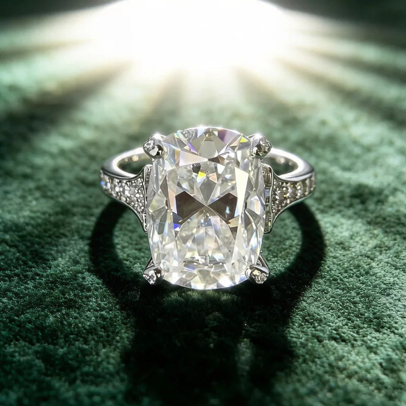 Old European Cut Moissanite Sterling Silver Ring for Women