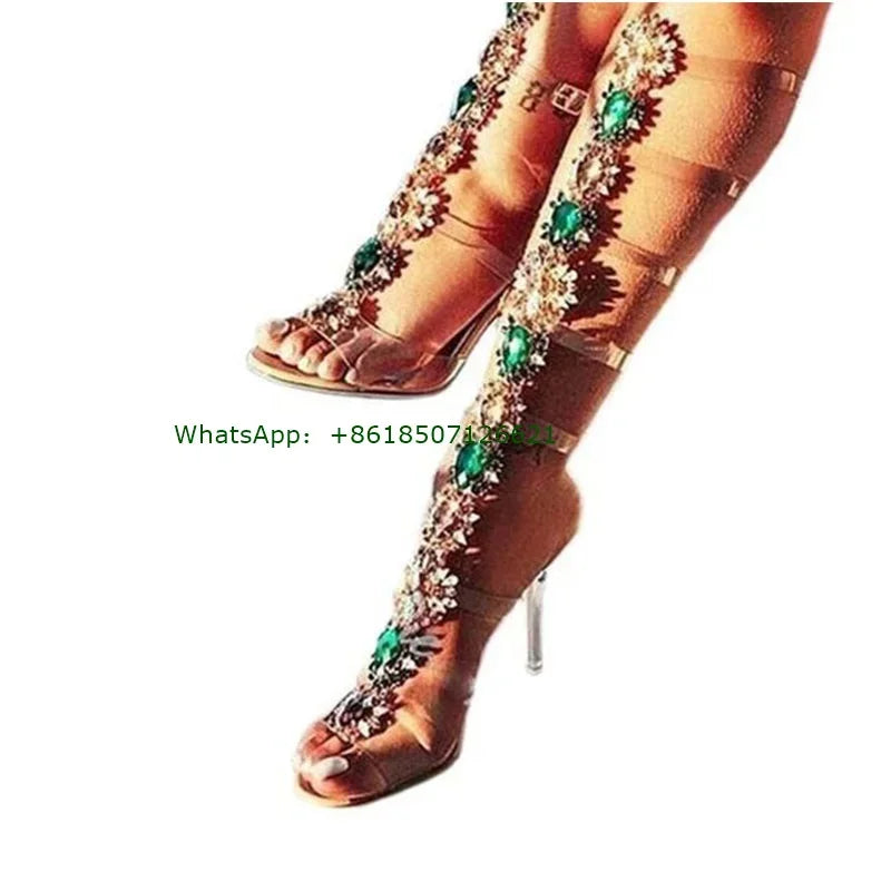 Transparent PVC High Heel Gladiator Sandals For Women