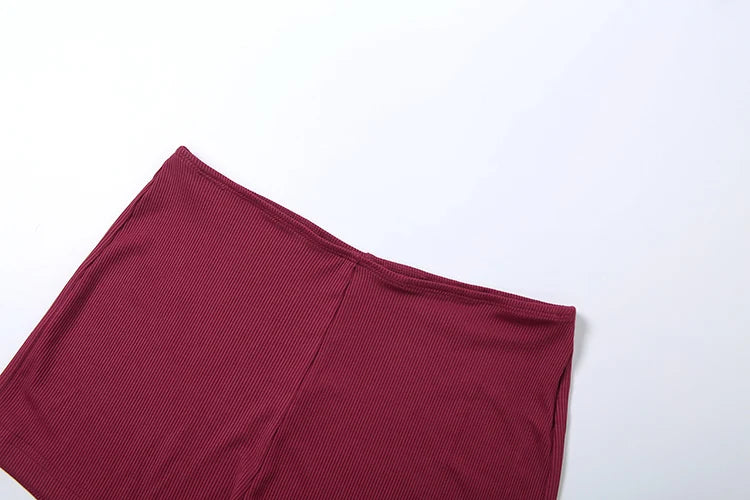 Ribbed Backless Casual Two Piece Shorts Set for Women