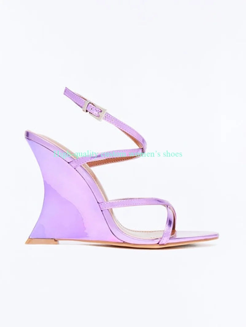 French Style Open Toe Thin Straps Wedges Sandals for Women