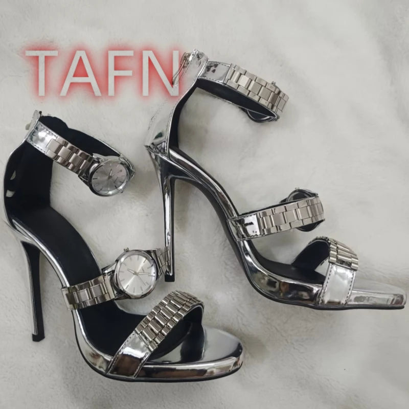 Embellished Strap Open Toe Stiletto Sandals for Women