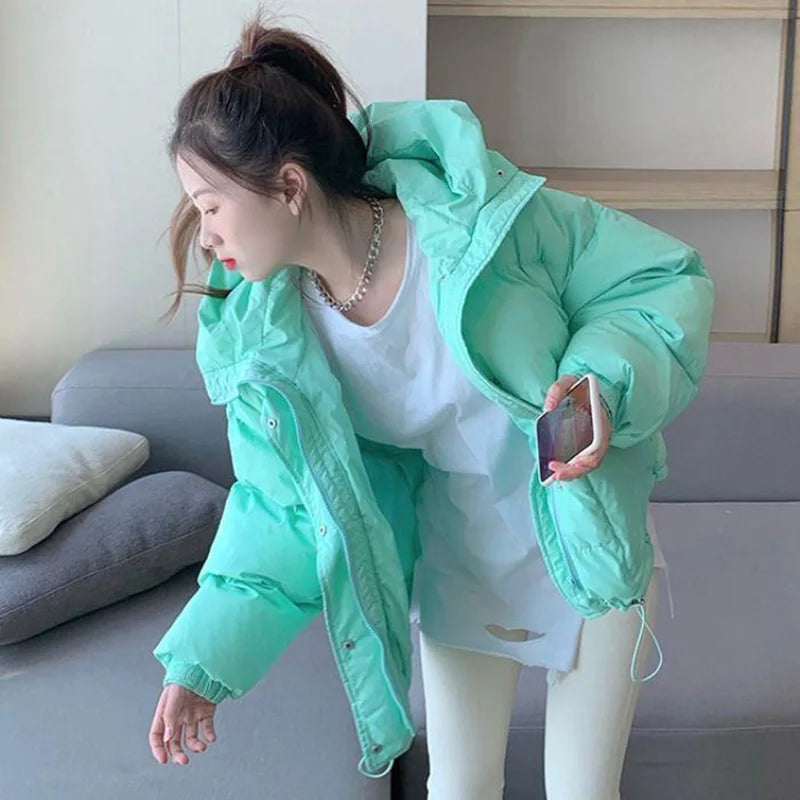 Warm Oversized Hooded Cotton Puffer Parka for Women