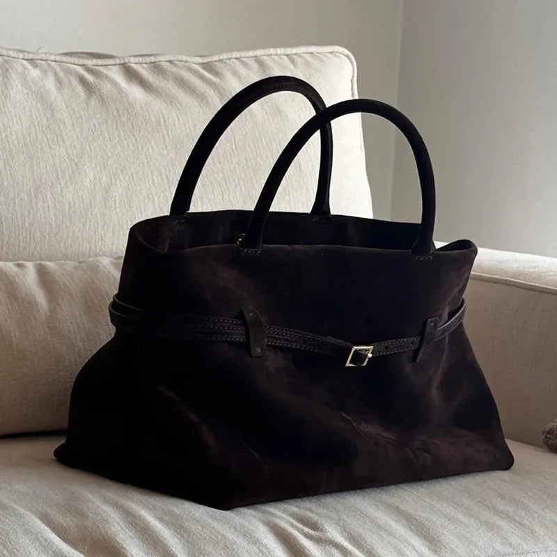 Autumn and winter new frosted suede belt buckle hand-held tote bag lazy style commuting women's bag