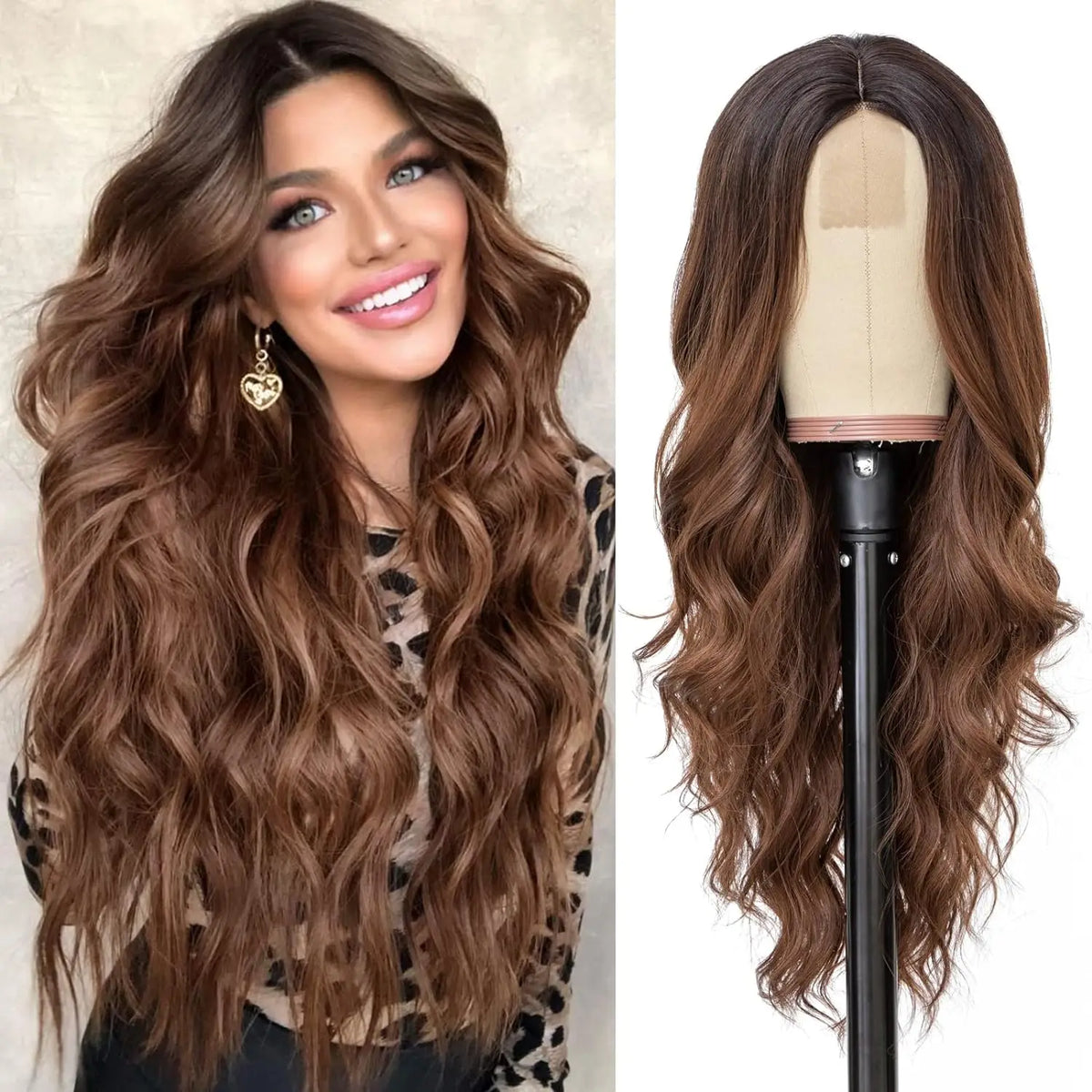 Synthetic Middle Part Wavy Lace Front Wig For Women