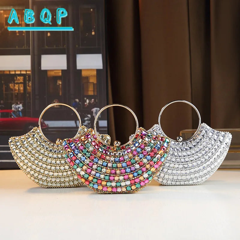 New Evening Women's Bag Luxury Brand Diamond-encrusted Sparkling Dinner Party Handbag Diamond-encrusted Women's Shoulder Bag