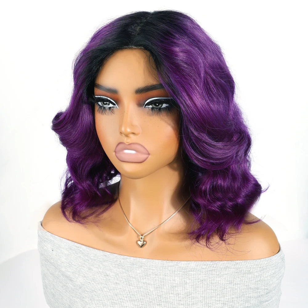 Honey Blonde Shadow Root Body Wave Bob Lace Front Wig for Women