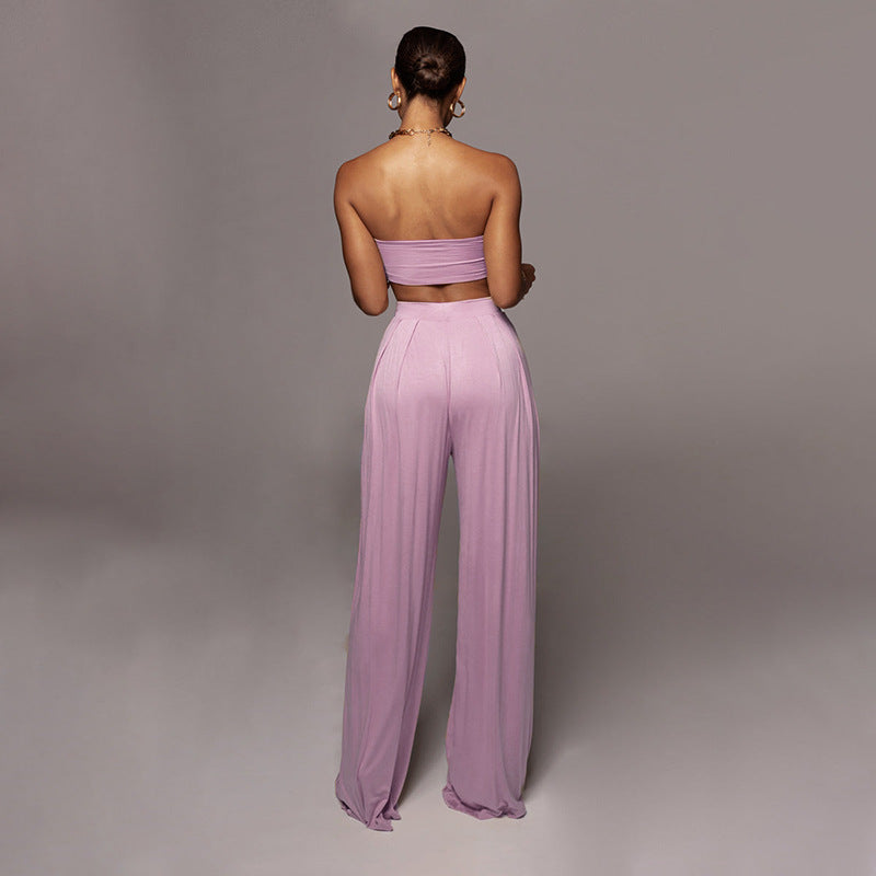 Elegant Solid Color Casual Two Piece Set for Women